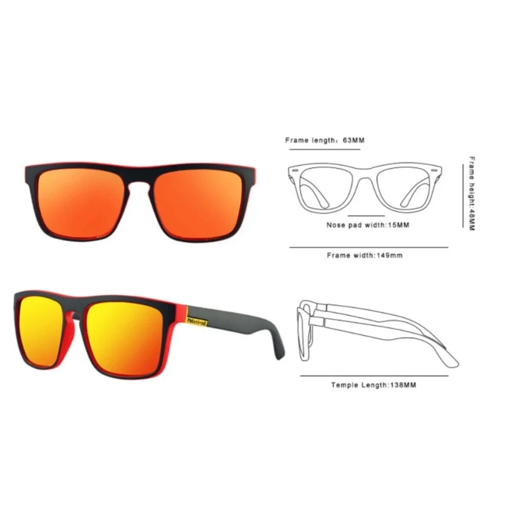 Mens Polarized Sport‎ Sunglasses Red Black Frame Orange Fire Mirror Lenses Beach